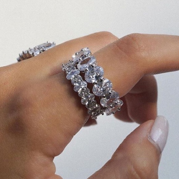 Sterling silver Oval Eternity Wedding Band 5 6 7 8 - Picture 6 of 14